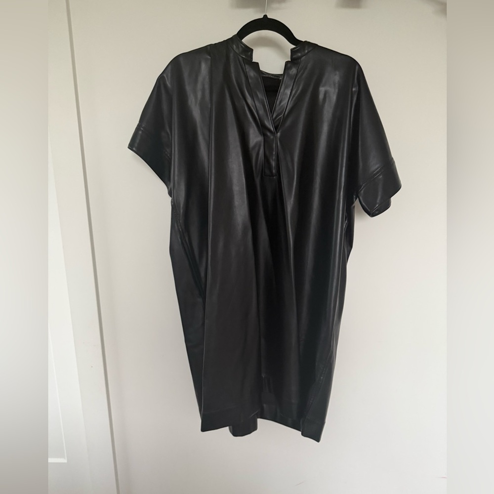 Natori Black Faux Leather Dress